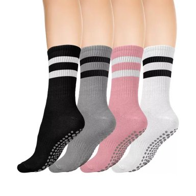 CALCETINES ANTIDESLIZANTES YOGA PILATES APTITUD SET 2 PARES (Gris) - 1
