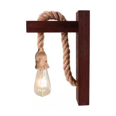 LAMPARA DE PARED MADERA VINTAGE LAMPARAS RUSTICA RETRO SOGA - 1