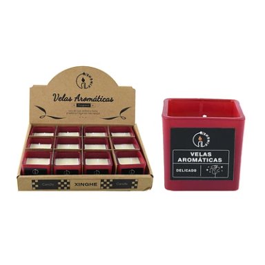 VELA AROMATICA EN VASO CUADRADO ROJO 5.5*5.5CM - 1