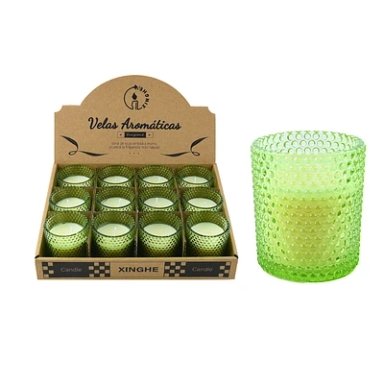 VELA AROMATICA EN VASO VERDE TRANSPARENTE 6.5*5CM - 1