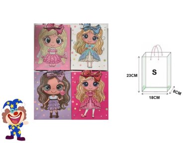 BOLSA DE REGALO (NIÑA VESTIDO-LAZO/ROSA/BLANCO/LILA/FUCSIA/TAMAÑO S/23X18X8CM) - 1