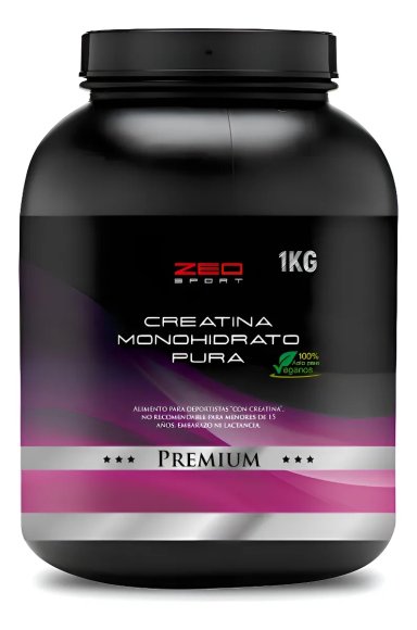 CREATINA MONOHIDRATO PURA 1 K. ZEO SPORT. 200 MESH. PREMIUM SABOR SIN SABOR - 1