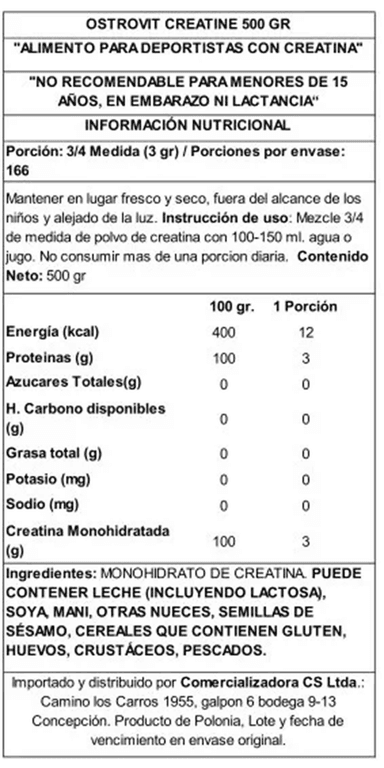 OSTROVIT CREATINA 500 G SIN SABOR - 4
