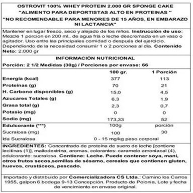 100% WHEY PROTEIN 2000GR SPONGE CAKE + CREATINA MONOHIDRATADA 500 GRS OSTROVIT - 3