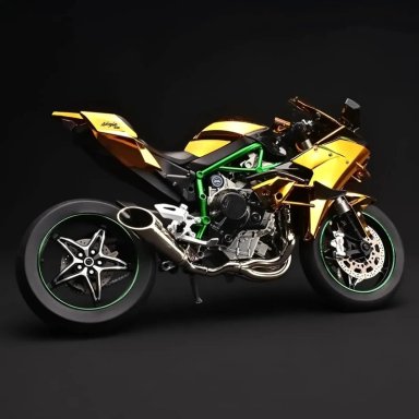 MOTOCICLETA FUNDIDA POR INYECCION 1:6 ESCALA PARA KAWASAKI H BLACKGIFTBOX - 3