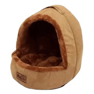 CAMA PARA MASCOTAS IGLÚ FELPA SUAVE L CAFÉ - 1