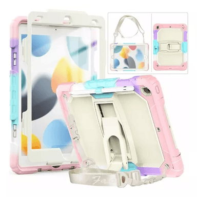MICA Y FUNDA PARA IPAD 10.2 (8, 9 Y 7 GENERACIÓN), USO RUDO, CORREA MULTICOLOR - 1