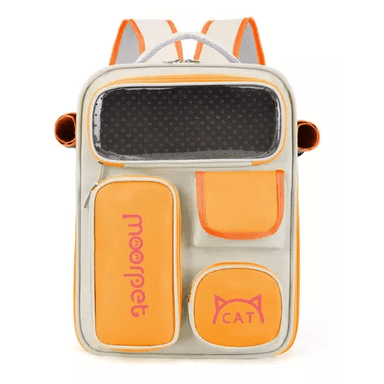 MOCHILA BOLSO PLEGABLE PARA MASCOTAS PERRO Y GATO NARANJA - 1