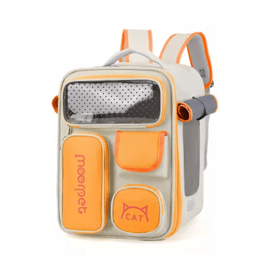 MOCHILA BOLSO PLEGABLE PARA MASCOTAS PERRO Y GATO NARANJA - 2