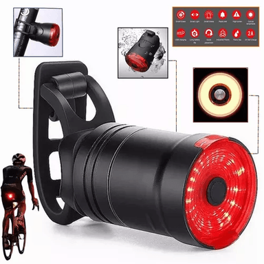 LUZ DE BICICLETA LED CON SENSOR DE FRENO, RECARGABLE POR USB, IPX6 - 1