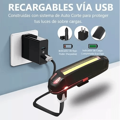 SET DE LUCES RECARGABLES (DELANTERA Y TRASERA) PARA BICICLETA - 4