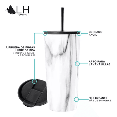 VASO TÉRMICO MUG LH 700 LT, ACERO INOXIDABLE, MARMOLEADO - 2