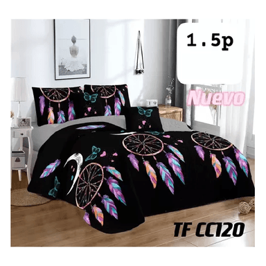 CUBRECAMA DE VERANO 1.5 PLAZAS + 1 FUNDA COBERTOR, COLOR MIX EN COLOR NEGRO/EN COLOR BLANCO - 1