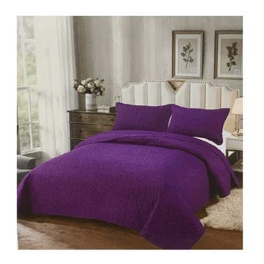 CUBRECAMA DE VERANO 1.5 PLAZAS + 1 FUNDA COBERTOR, COLOR MORADO - 1