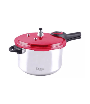OLLA A PRESIÓN DE ALUMINIO KEEP, 6000 ML, 3 VÁLVULAS, COLOR PLATEADO/ROJO - 2