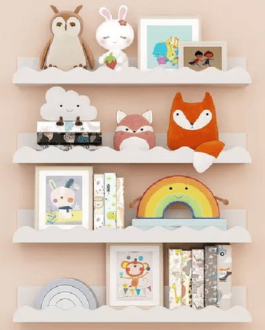 REPISAS PARA NIÑOS DE MADERA SET DE 4 COLOR BLANCO INFANTIL - 1