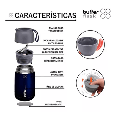 TERMO DE COMIDA Y LÍQUIDO BUFFER, MULTIPROPÓSITO, 630 ML + CUCHARA - 5