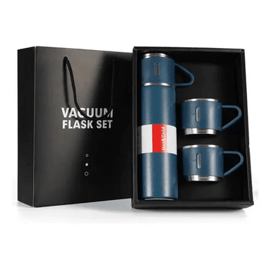 KIT DE TERMOS DE ACERO INOXIDABLE PARA 3 TAZAS DE CAFÉ, TÉ Y AGUA, COLOR AZUL - 1