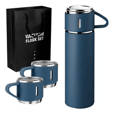 KIT DE TERMOS DE ACERO INOXIDABLE PARA 3 TAZAS DE CAFÉ, TÉ Y AGUA, COLOR AZUL - 2