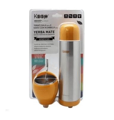 SET DE MATE Y TERMO BALA KEEP, COLOR NARANJA - 2