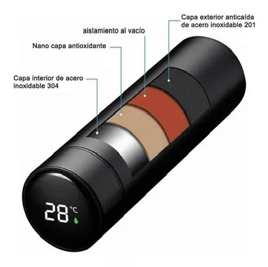 TERMO DIGITAL DE ACERO INOXIDABLE, INTELIGENTE, 500 ML, COLOR PLATEADO - 2