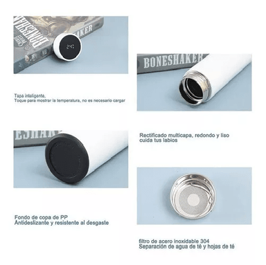 TERMO DIGITAL DE ACERO INOXIDABLE, INTELIGENTE, 500 ML, COLOR PLATEADO - 4
