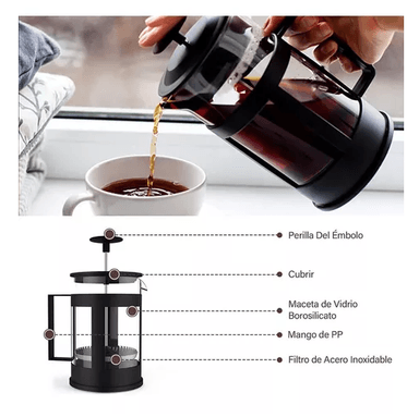 CAFETERA FRANCESA DE 350 ML, MARINSHOP, PRENSA FRANCESA ESPUMADORA - 7