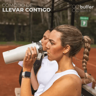 VASO TUMBLER MUG TÉRMICO, BOTELLA DE AGUA, BUFFER, ACERO INOXIDABLE, COLOR IVORY - 3