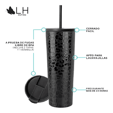 VASO TÉRMICO MUG LH 700 LT, ACERO INOXIDABLE, FRÍO Y CALOR, COLOR NEGRO - 3