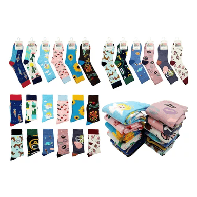 PACK DE 12 CALCETINES DE ALGODÓN LARGOS, VARIOS DISEÑOS PARA MUJER, MULTICOLOR - 2