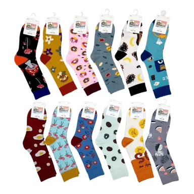 PACK DE 12 CALCETINES DE ALGODÓN LARGOS, VARIOS DISEÑOS PARA MUJER, MULTICOLOR - 3