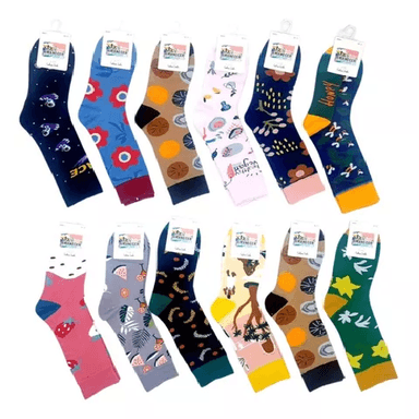 PACK DE 12 CALCETINES DE ALGODÓN LARGOS, VARIOS DISEÑOS PARA MUJER, MULTICOLOR - 7