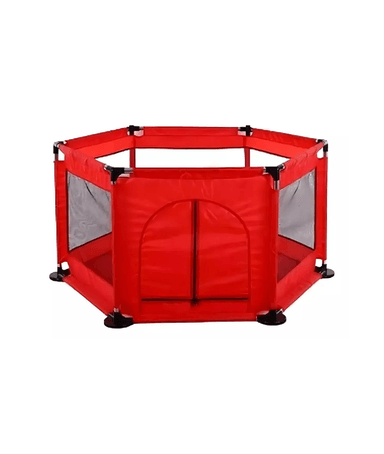 CORRAL DE SEGURIDAD PARA BEBÉ HEXAGONAL 130 CM + PELOTAS, EN COLOR ROJO - 1