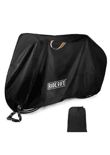 FUNDA CUBRE BICICLETA MOTO CARPA 100% IMPERMEABLE 110X200 CM, EN COLOR NEGRO - 1