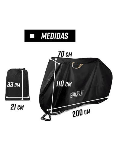 FUNDA CUBRE BICICLETA MOTO CARPA 100% IMPERMEABLE 110X200 CM, EN COLOR NEGRO - 2