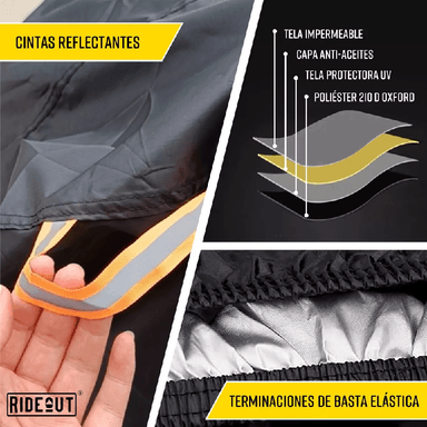 FUNDA CUBRE BICICLETA MOTO CARPA 100% IMPERMEABLE 110X200 CM, EN COLOR NEGRO - 5