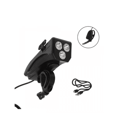 SOPORTE DE TELÉFONO CON LUZ Y BOCINA PARA BICICLETA, COLOR EN COLOR NEGRO - 3