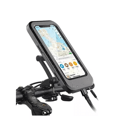 SOPORTE PARA CELULAR IMPERMEABLE PARA BICICLETA Y MOTO, COLOR EN COLOR NEGRO - 1