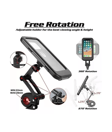 SOPORTE PARA CELULAR IMPERMEABLE PARA BICICLETA Y MOTO, COLOR EN COLOR NEGRO - 2