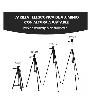 TRÍPODE PROFESIONAL PARA CÁMARA, CELULAR, VIDEO - 4