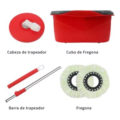 MOPA GIRATORIO TRAPEADOR SPIN 360° CON BALDE CENTRIFUGA EN COLOR ROJO - 3