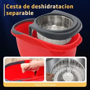 MOPA GIRATORIO TRAPEADOR SPIN 360° CON BALDE CENTRIFUGA EN COLOR ROJO - 5