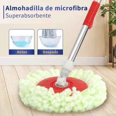 MOPA GIRATORIO TRAPEADOR SPIN 360° CON BALDE CENTRIFUGA EN COLOR ROJO - 6