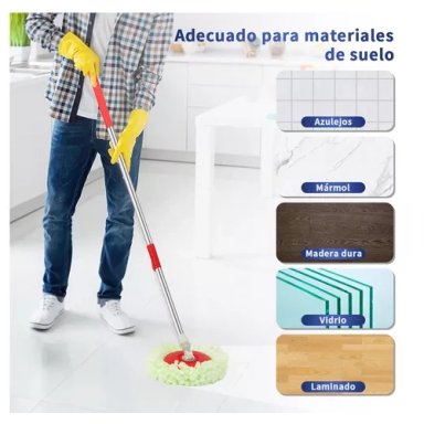 MOPA GIRATORIO TRAPEADOR SPIN 360° CON BALDE CENTRIFUGA EN COLOR ROJO - 7