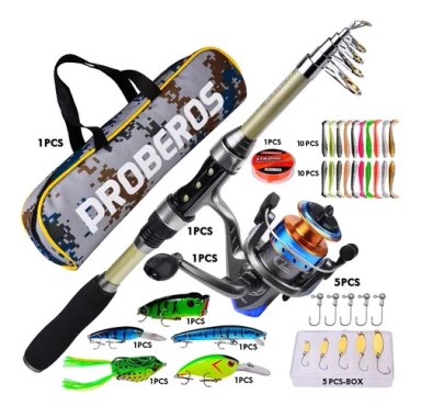 KIT PESCA COMPLETO 1.8M CON CAÑA, CARRETE, SEÑUELO Y BOLSA - 3