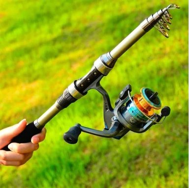 KIT PESCA COMPLETO 1.8M CON CAÑA, CARRETE, SEÑUELO Y BOLSA - 5