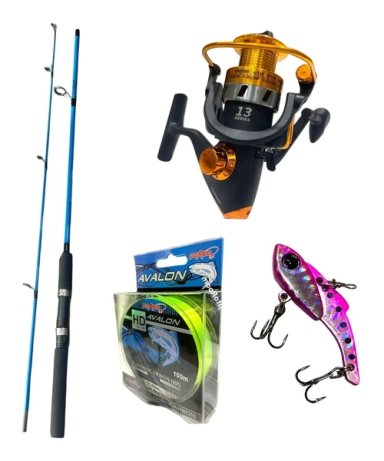COMBO CAÑA PESCAR POKEE 2.10 M + CARRETE + NYLON + SEÑUELO - 1