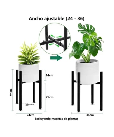 SET ORGANIZADOR PEDESTAL PORTA MACETERO DECORATIVO METAL - 3