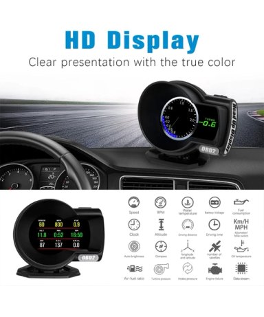 MEDIDOR DIGITAL INTELIGENTE F8 HUD OBD2 COMPUTADOR A BORDO - 5