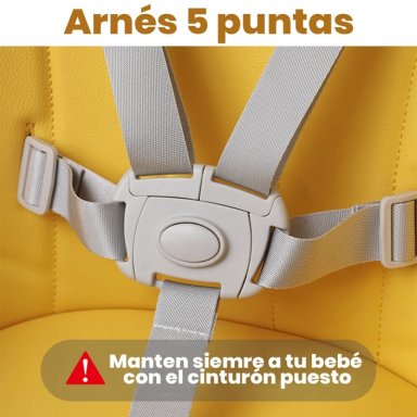 SILLA COMER 2 ALTURAS FUNDAS + CINTURON AMARILLO NORDICO - 5